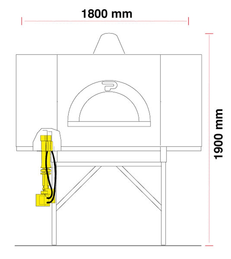 Holz Pizzaofen Pavesi RPM 140H | Backfläche statisch | 6 bis 8 Pizzen | B1800 x T1700 x H1900 mm
